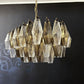 Elegant Murano Poliedri Transparent Smoked Glass Chandelier 22"