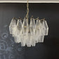 Elegant Murano Poliedri Trasparent Glass Chandelier 22"