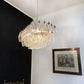 Elegant Murano Poliedri Trasparent Glass Chandelier 22"