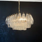 Elegant Murano Poliedri Trasparent Glass Chandelier 22"