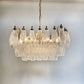 Elegant Murano Poliedri Trasparent Glass Chandelier 22"