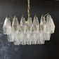 Elegant Murano Poliedri Trasparent Glass Chandelier 22"