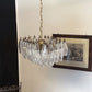 Elegant Murano Poliedri Trasparent Glass Chandelier 22"
