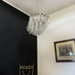 Elegant Murano Poliedri Trasparent Glass Chandelier 22"