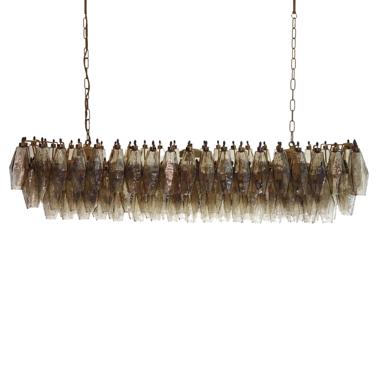 Elegant Smoked Murano Poliedri Glass Chandelier 49"