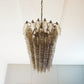 Elegant Smoked Murano Poliedri Glass Chandelier 49"