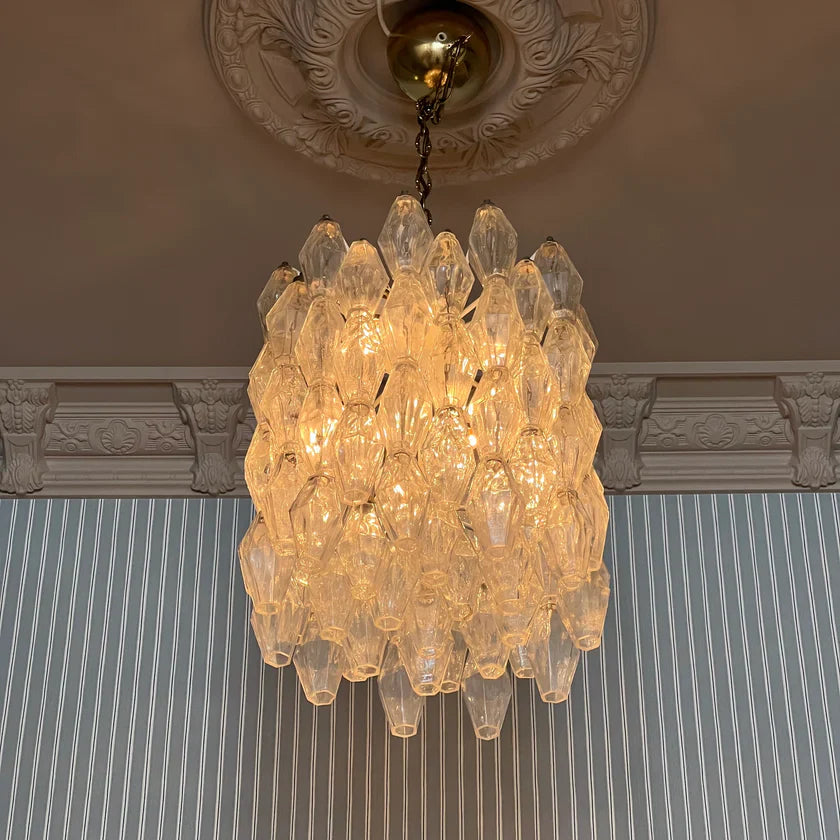 Murano Poliedri Clear Glass Chandelier