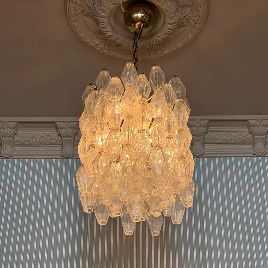 Murano Poliedri Clear Glass Chandelier