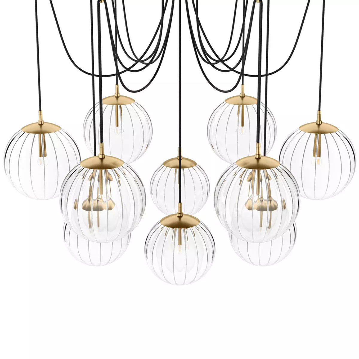 Art Crystal Ball Spider Chandelier Clear Ribbon Glass