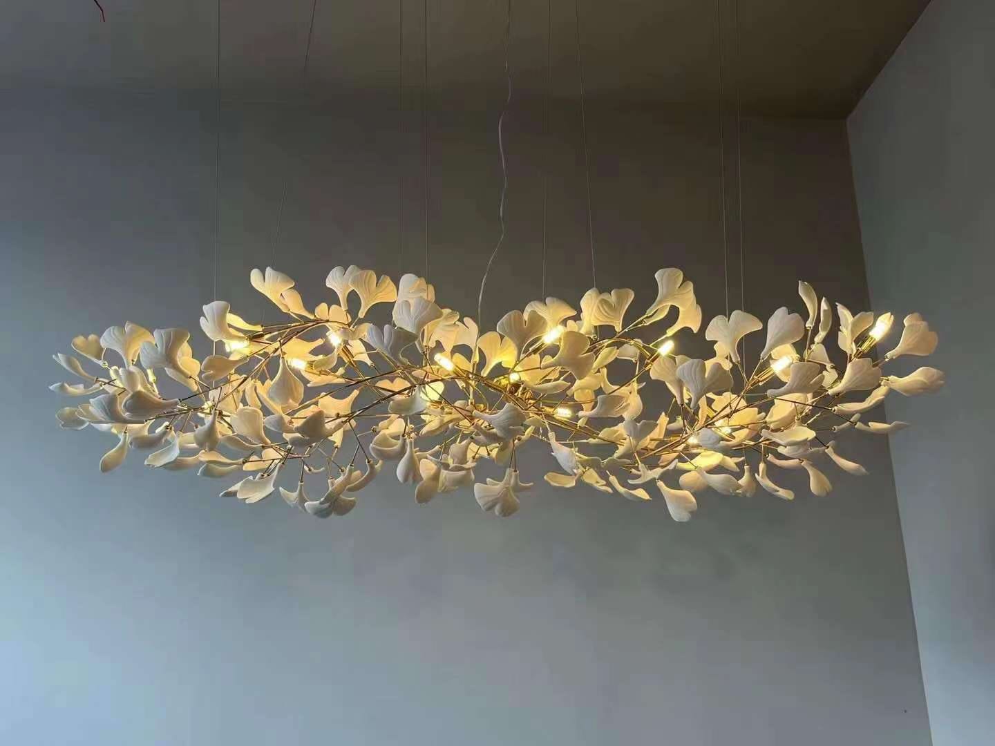 Gingko Leaves Linear Chandelier 197"