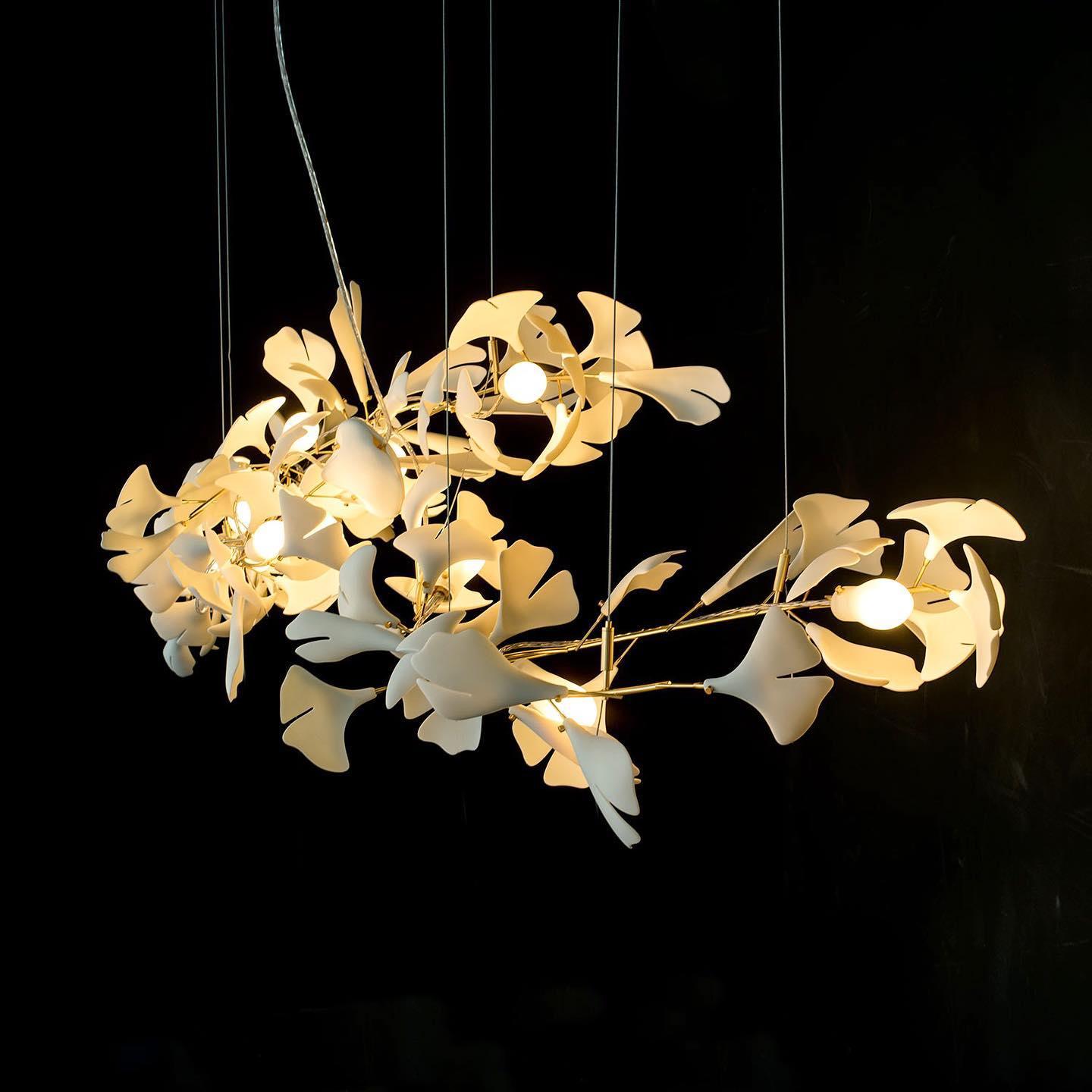 Gingko Chandelier A USE White and Gold