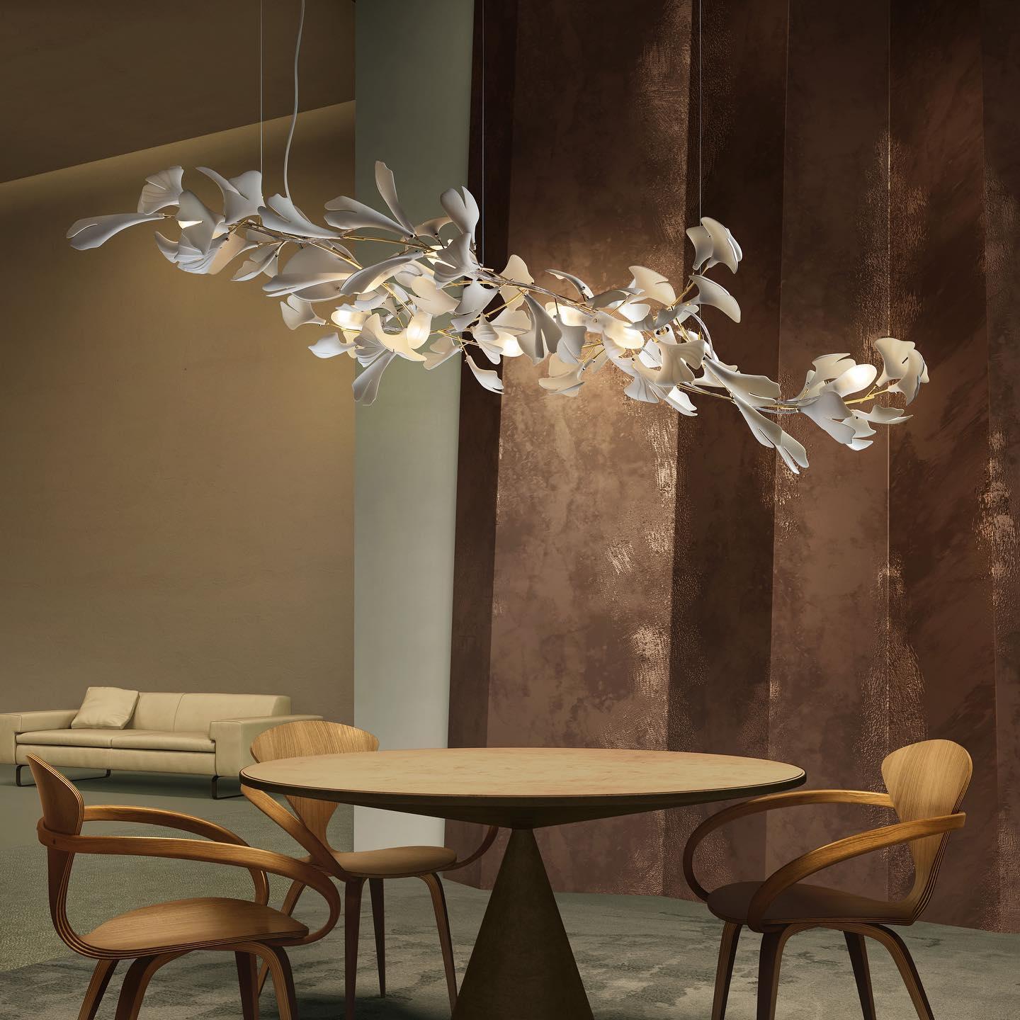 Gingko Chandelier A USE White and Gold