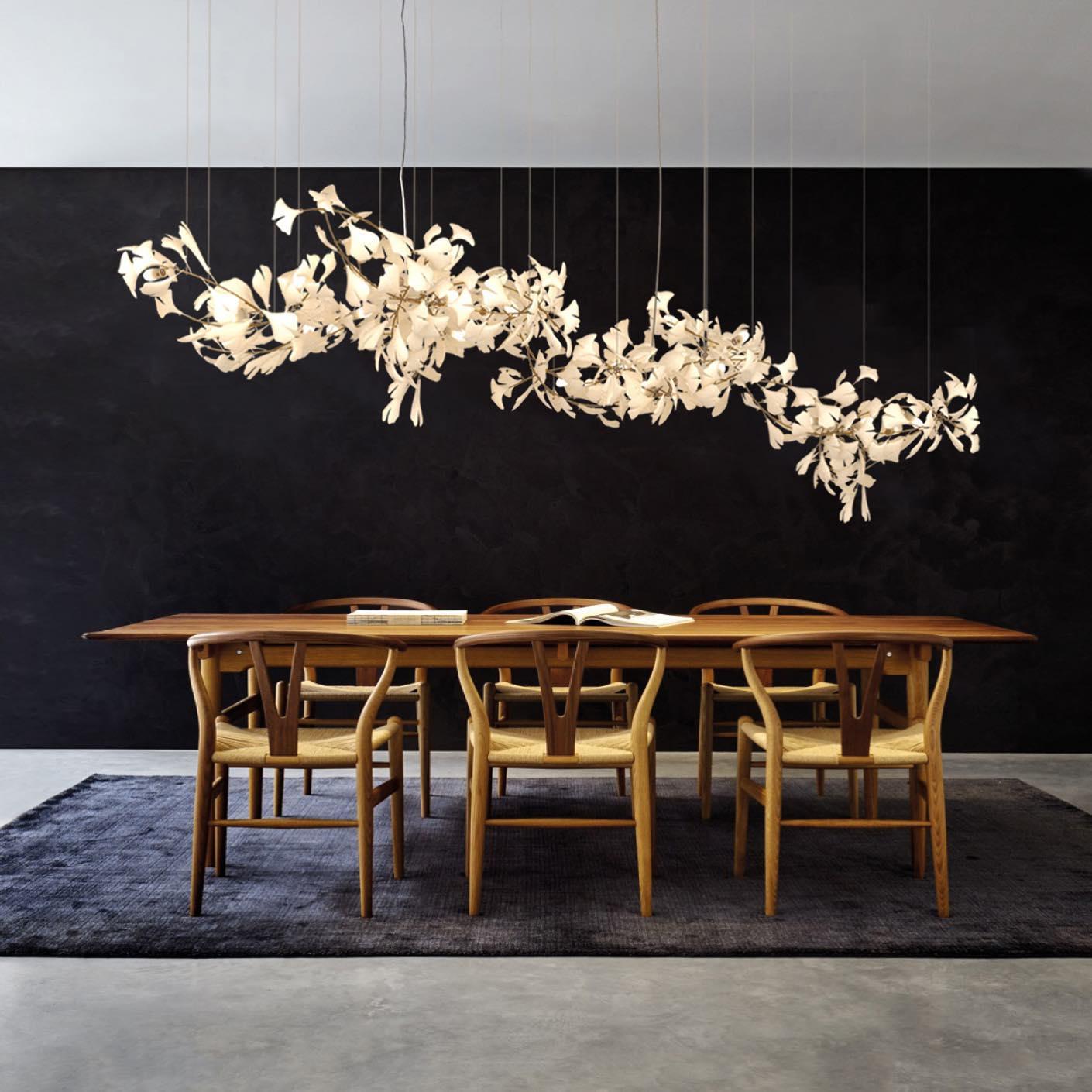Gingko Chandelier A USE White and Gold