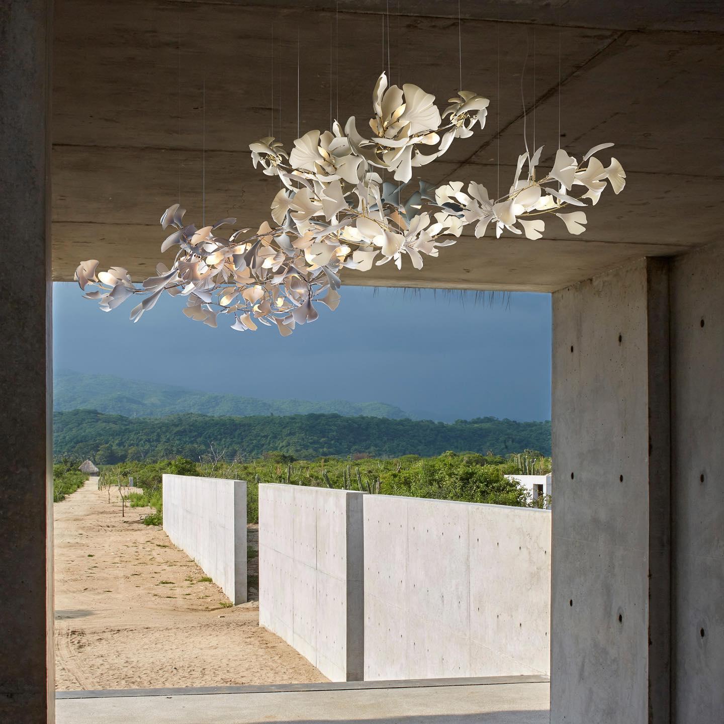 Gingko Chandelier A USE White and Gold
