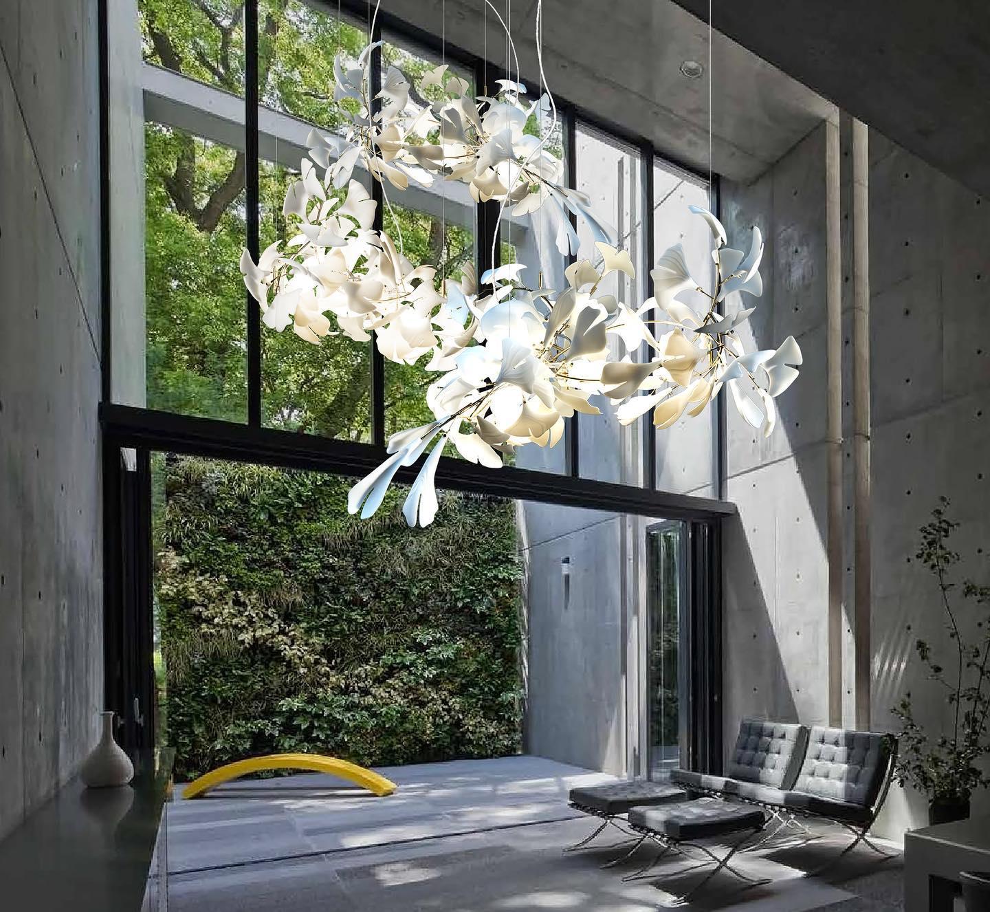 Gingko Chandelier A USE White and Gold