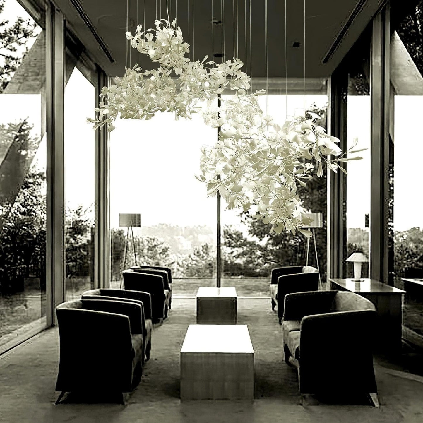 Gingko Chandelier C USE White and Gold