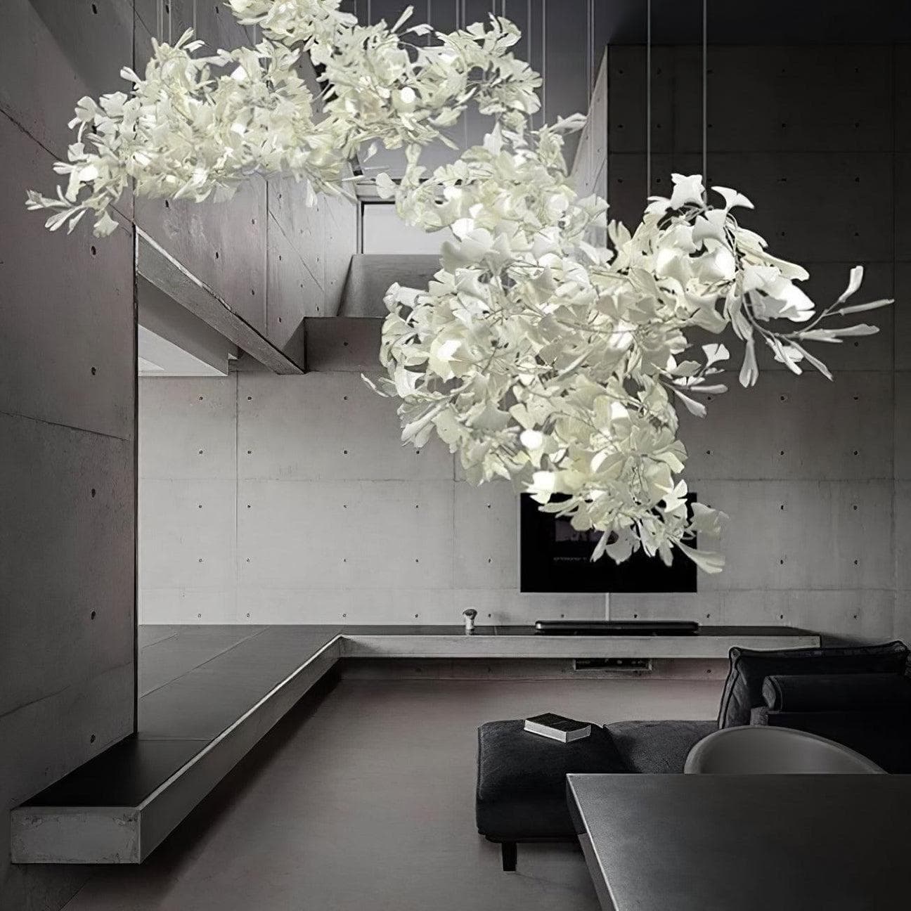 Gingko Chandelier C USE White and Gold
