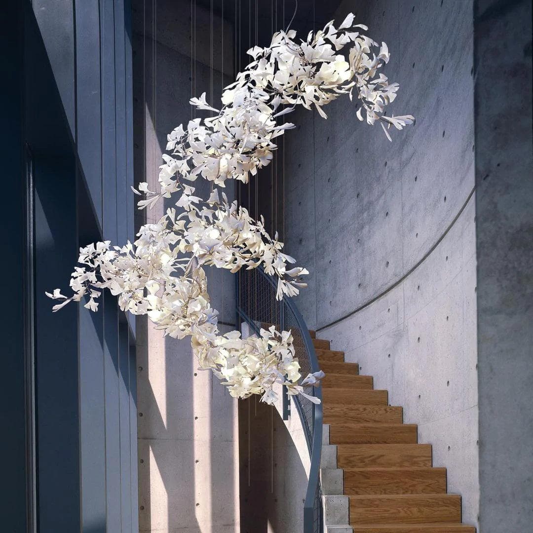 Gingko Chandelier C USE White and Gold