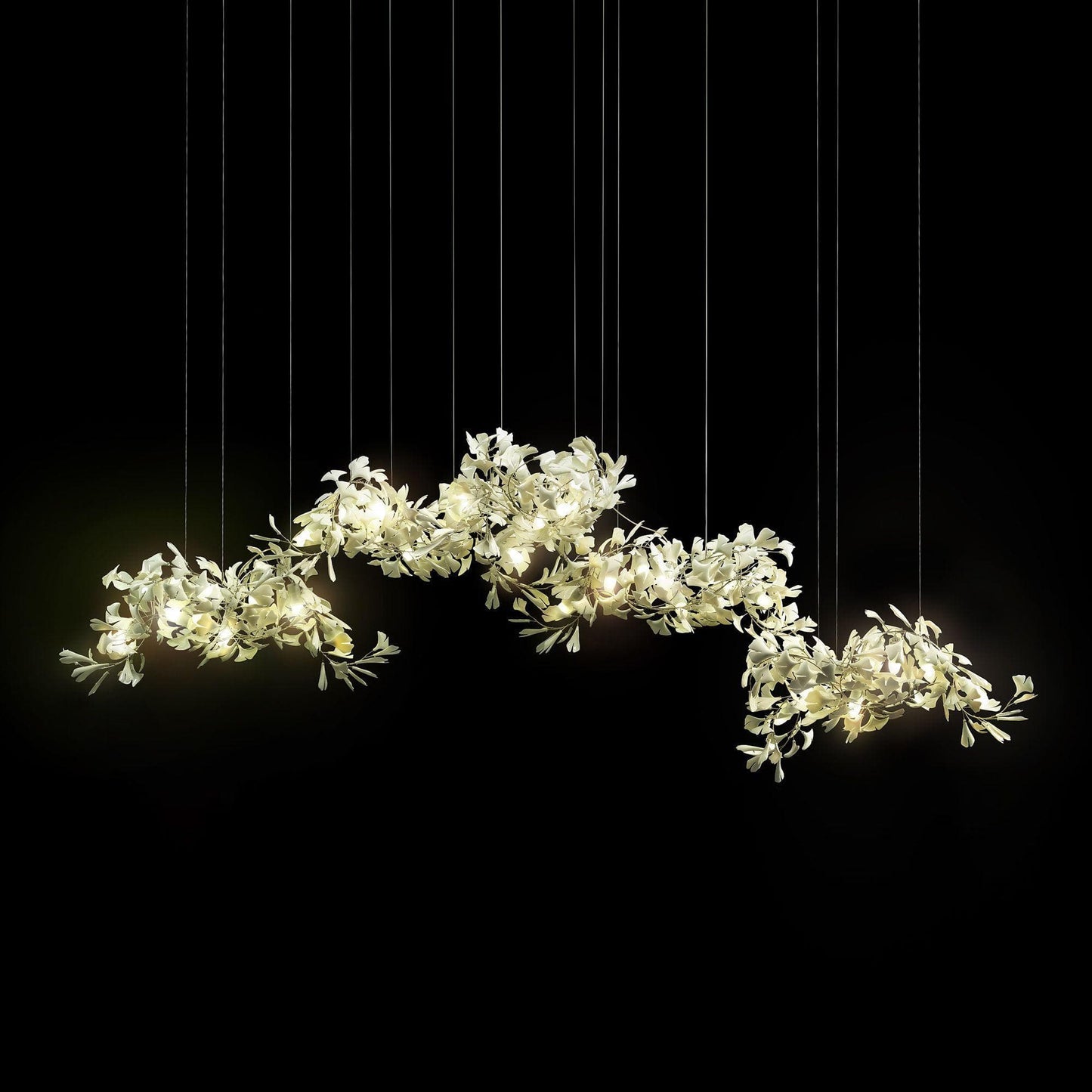 Gingko Chandelier C USE White and Gold