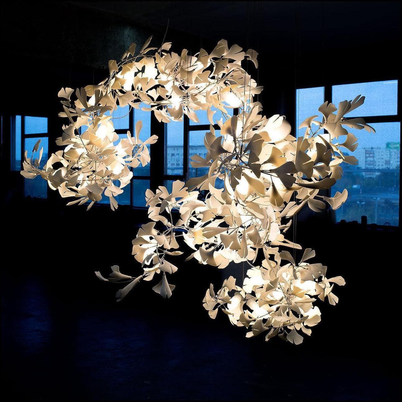 Gingko Chandelier C USE White and Gold