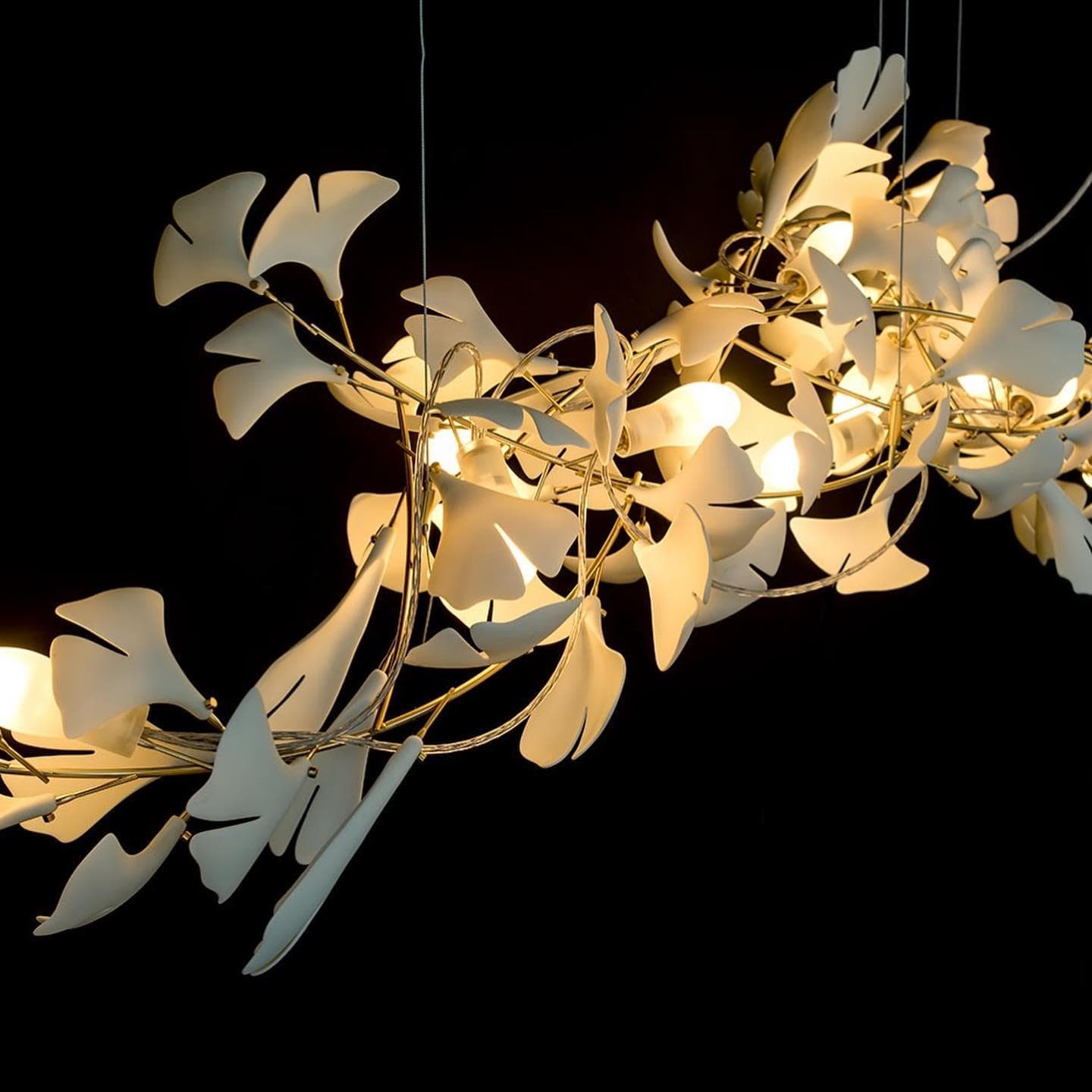 Gingko Chandelier C USE White and Gold