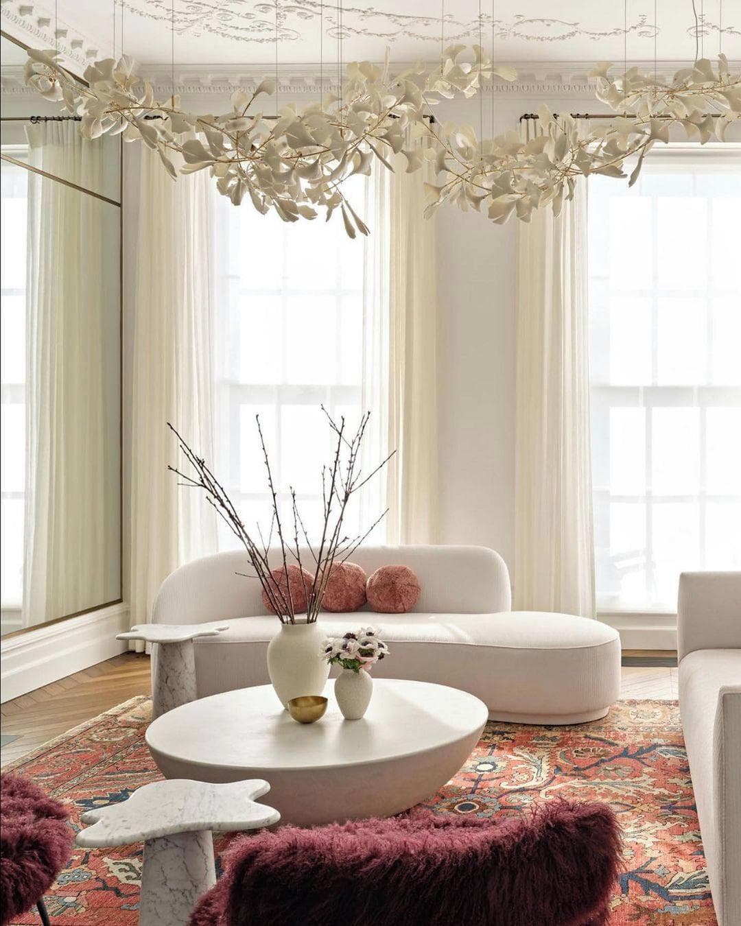 Gingko Chandelier C USE White and Gold