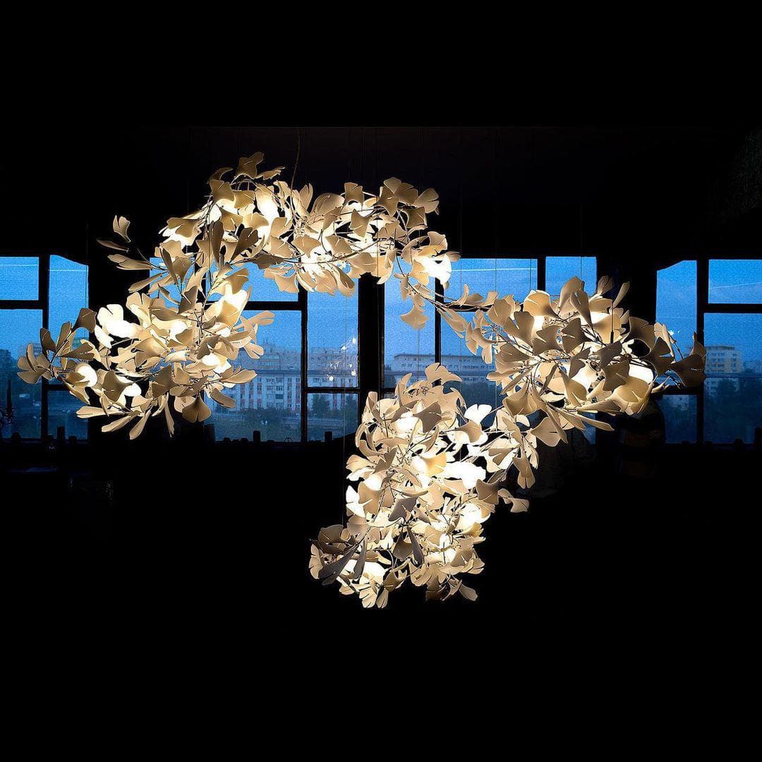 Gingko Chandelier C USE White and Gold