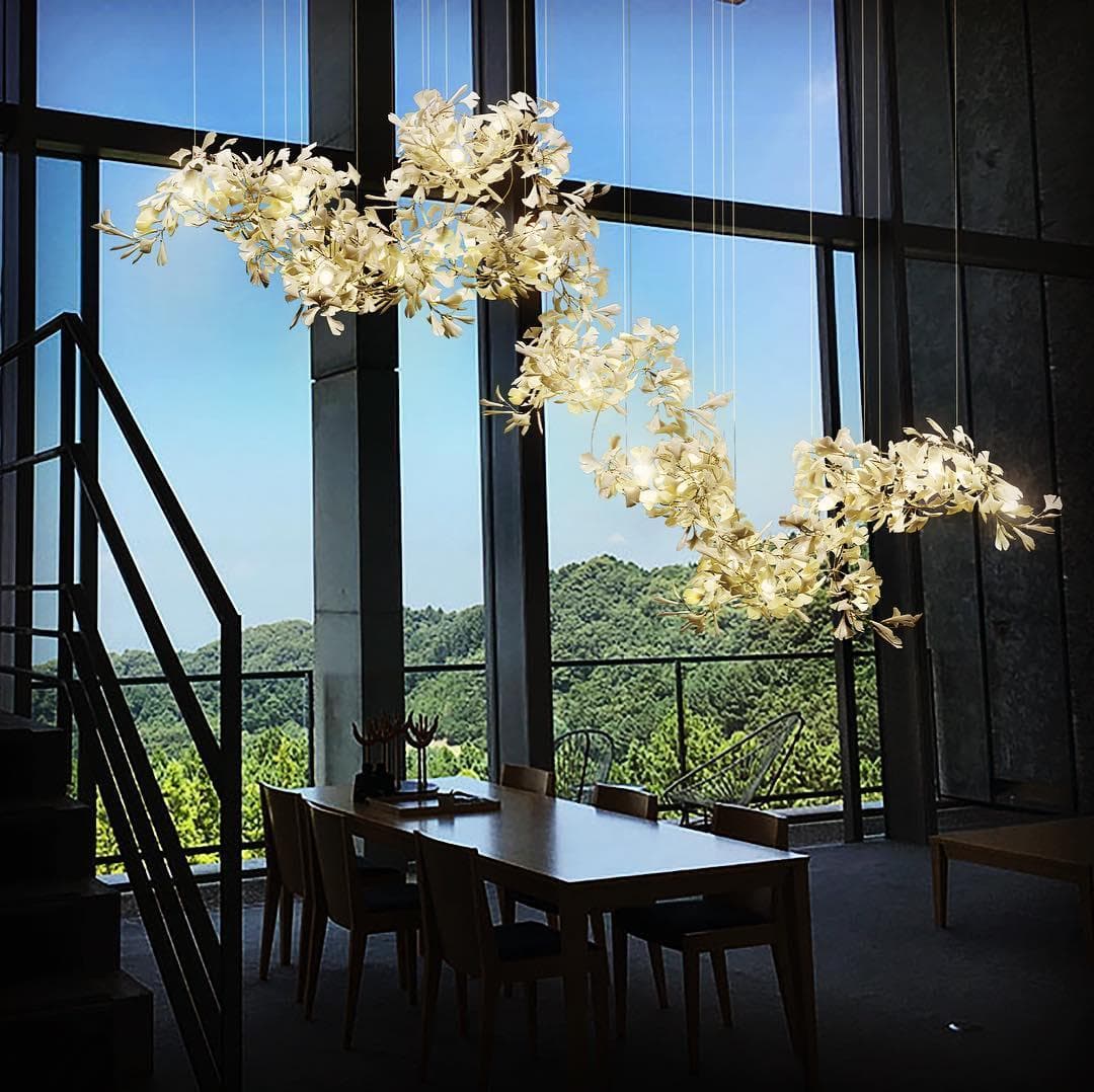 Gingko Chandelier C USE White and Gold