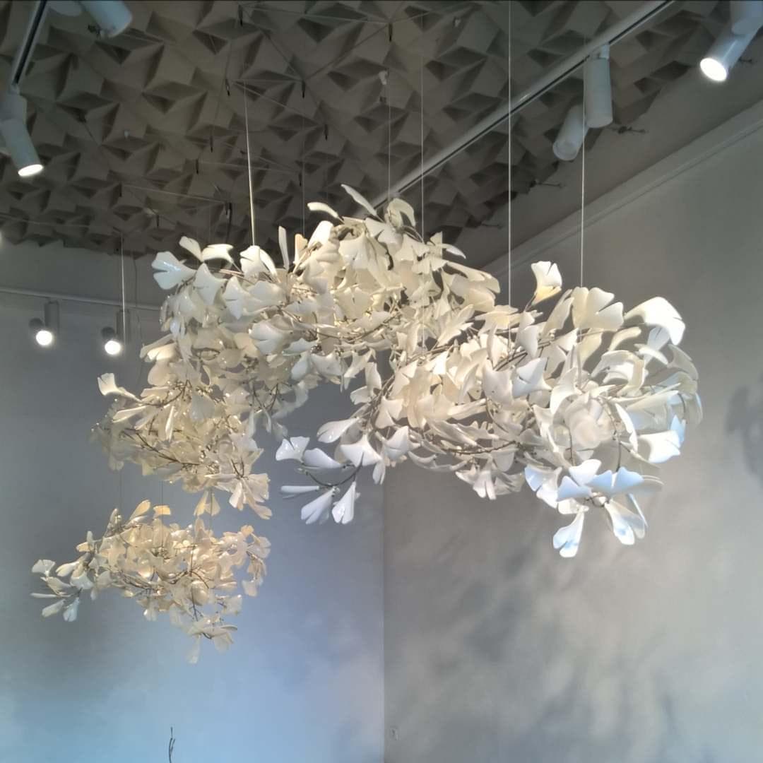 Gingko Chandelier C USE White and Gold