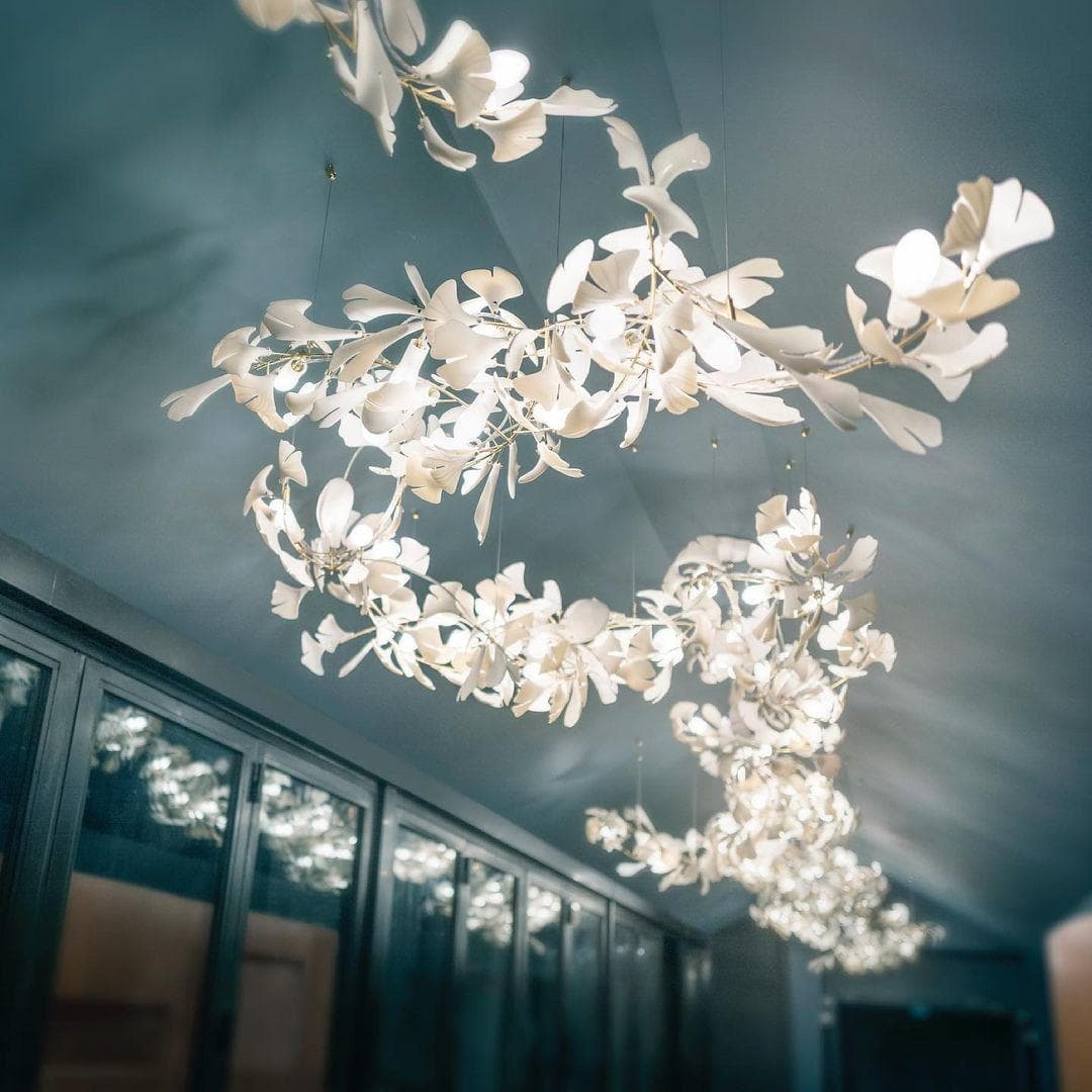 Gingko Chandelier C USE White and Gold