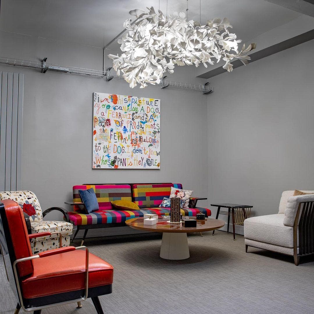 Gingko Chandelier E USE White and Gold