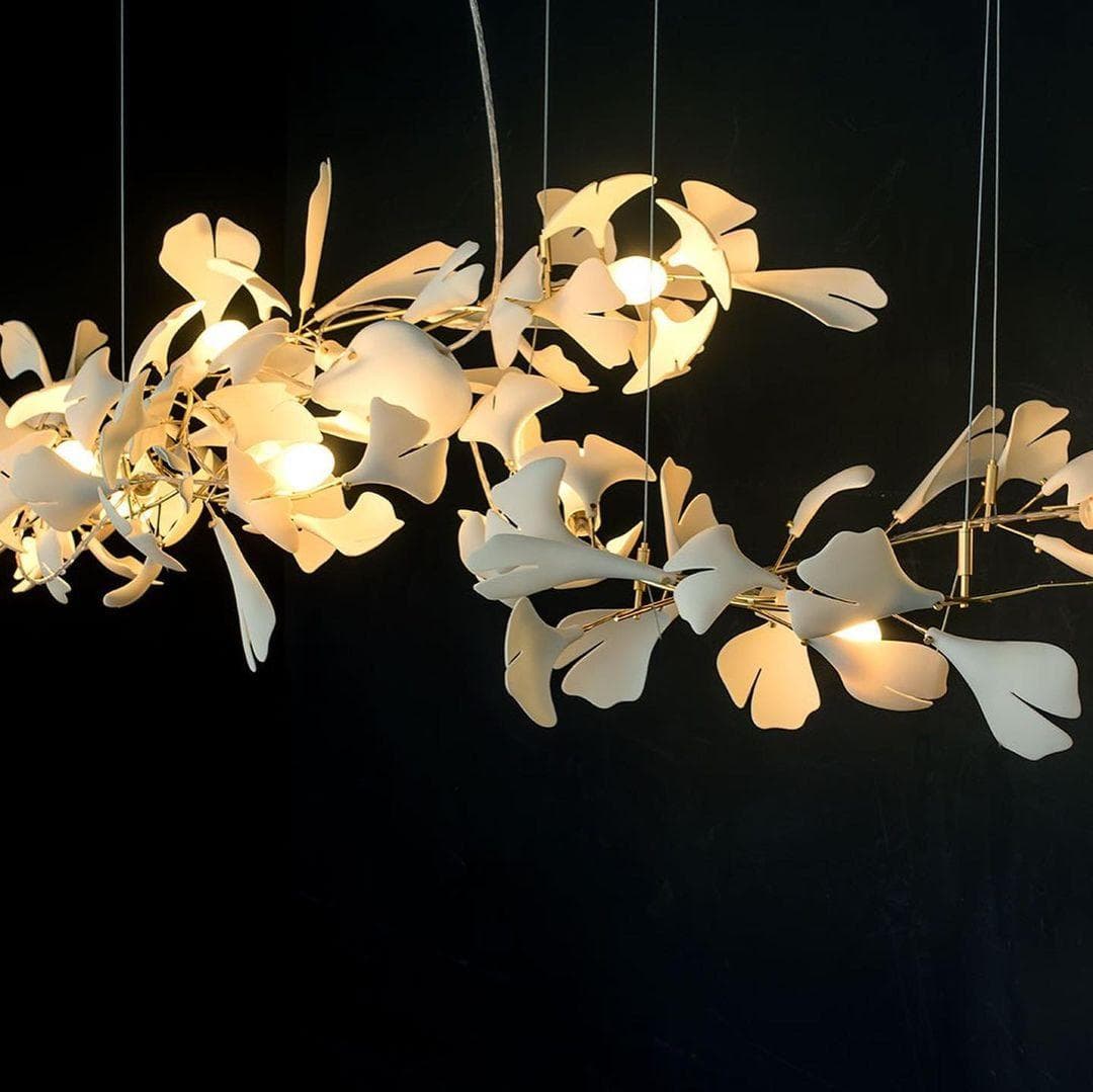 Gingko Chandelier E USE White and Gold