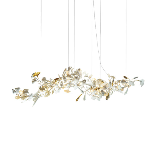 Gingko Chandelier E USE White and Gold