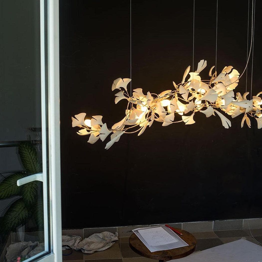 Gingko Chandelier E USE White and Gold