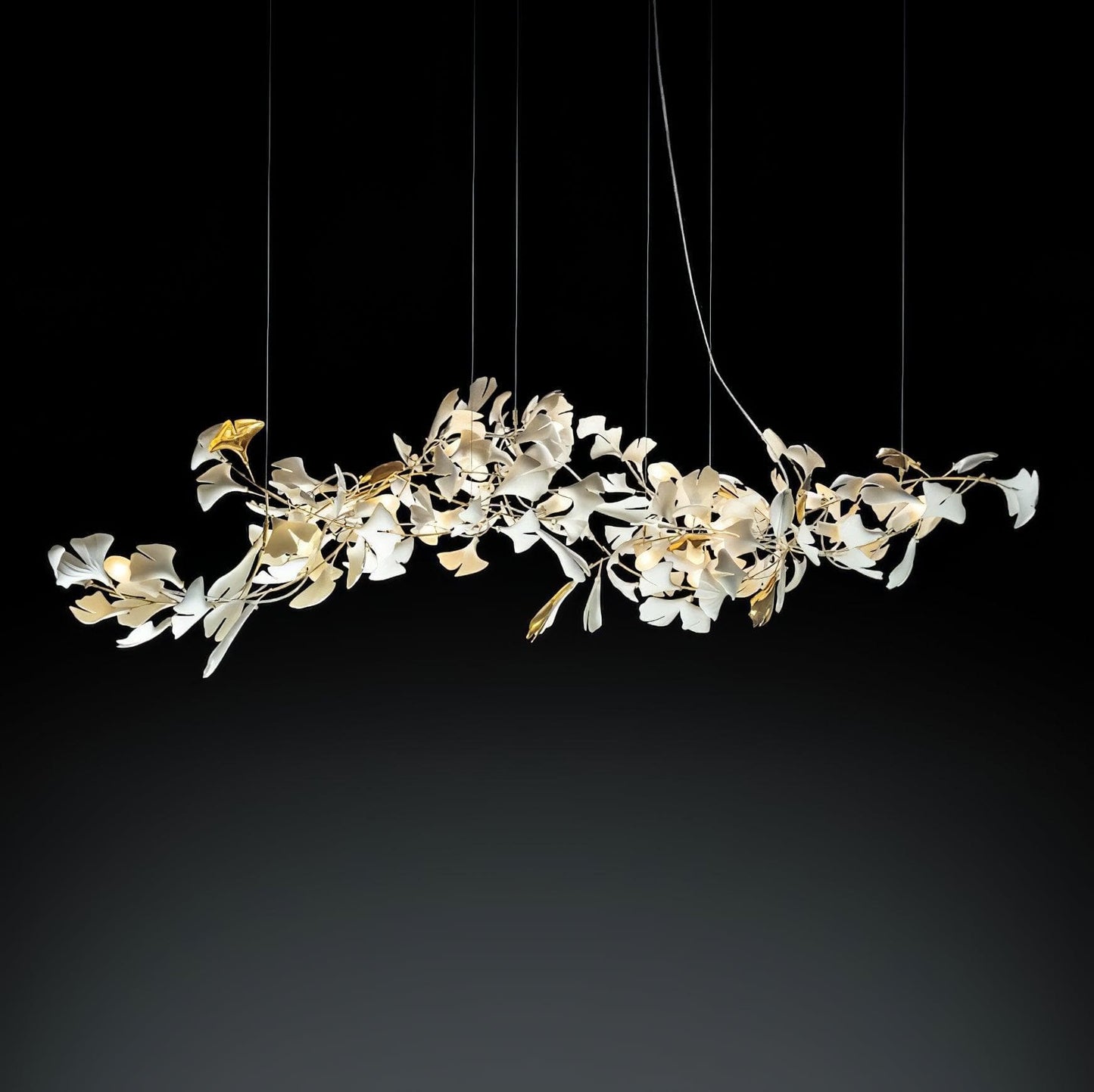 Gingko Chandelier E USE White and Gold