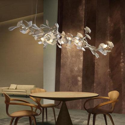 Gingko Chandelier E USE White and Gold