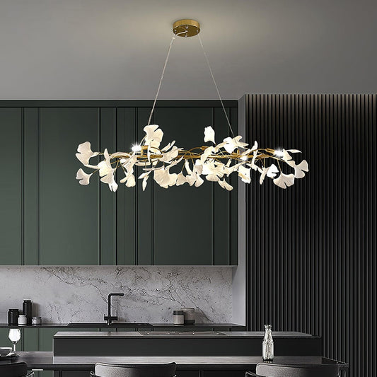 Gingko Chandelier M USE White and Gold