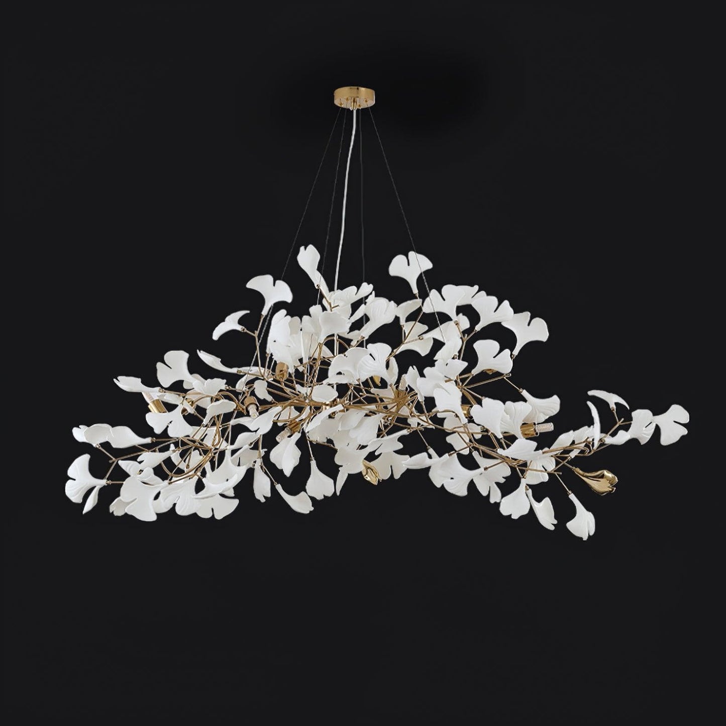 Gingko Chandelier N USE White and Gold