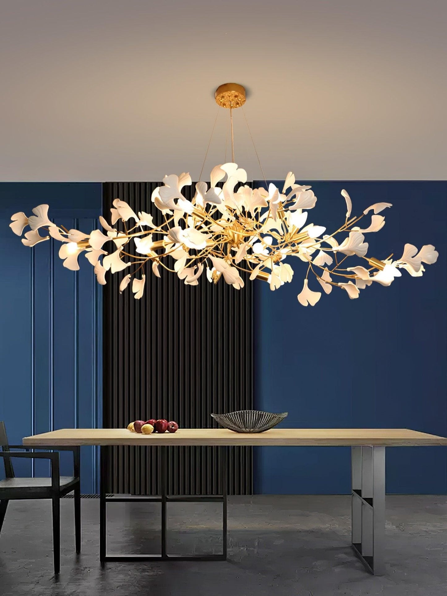 Gingko Chandelier N USE White and Gold