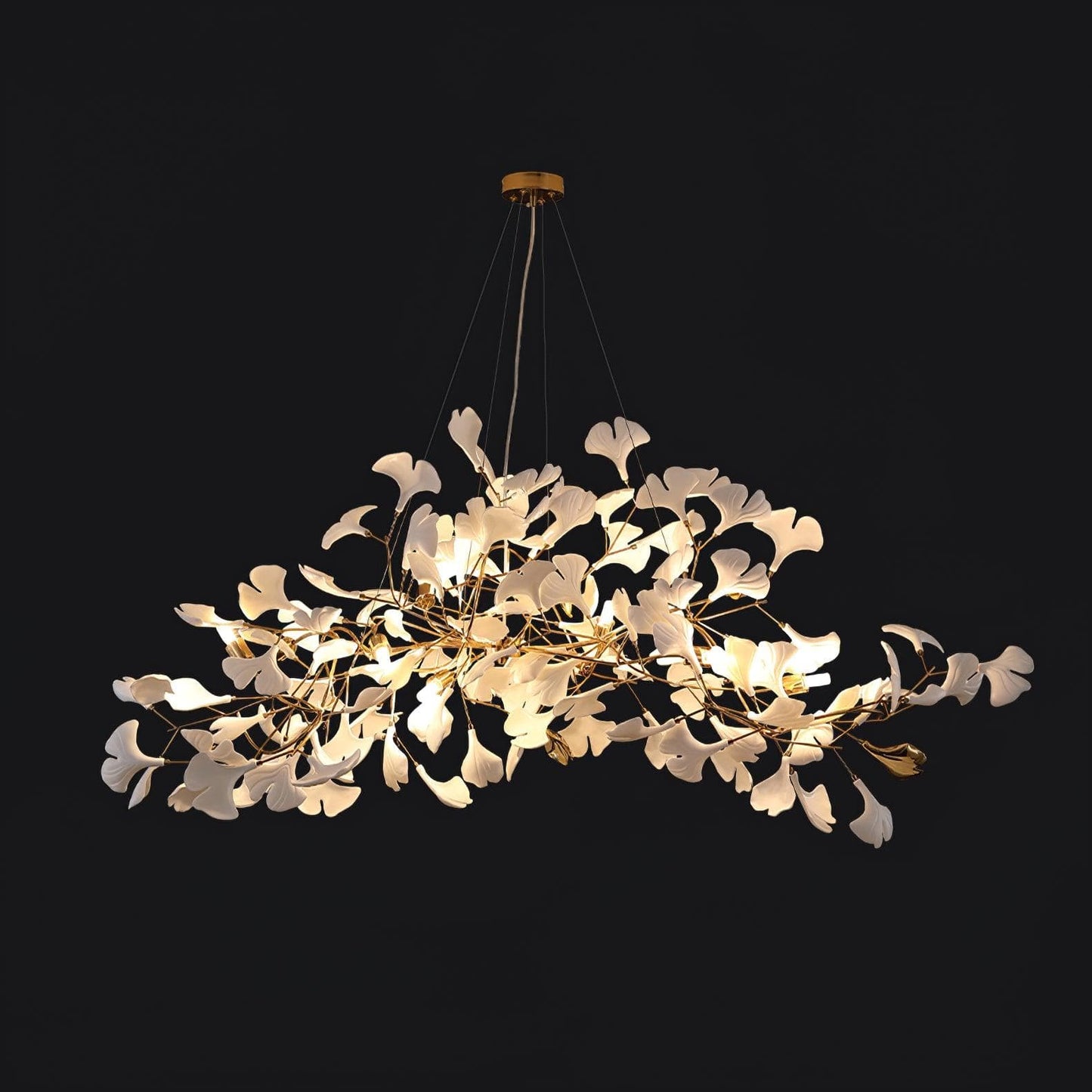 Gingko Chandelier N USE White and Gold