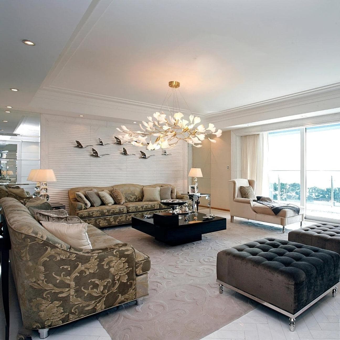 Gingko Chandelier N USE White and Gold