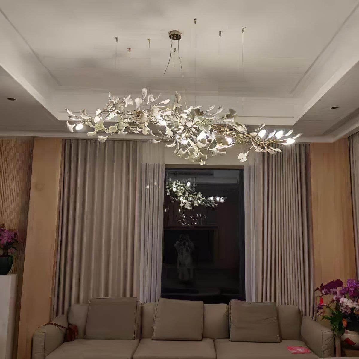 Gingko Chandelier N USE White and Gold