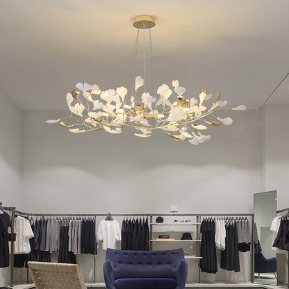 Gingko Chandelier N USE White and Gold