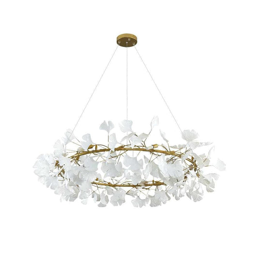 Gingko Chandelier O USE White and Gold