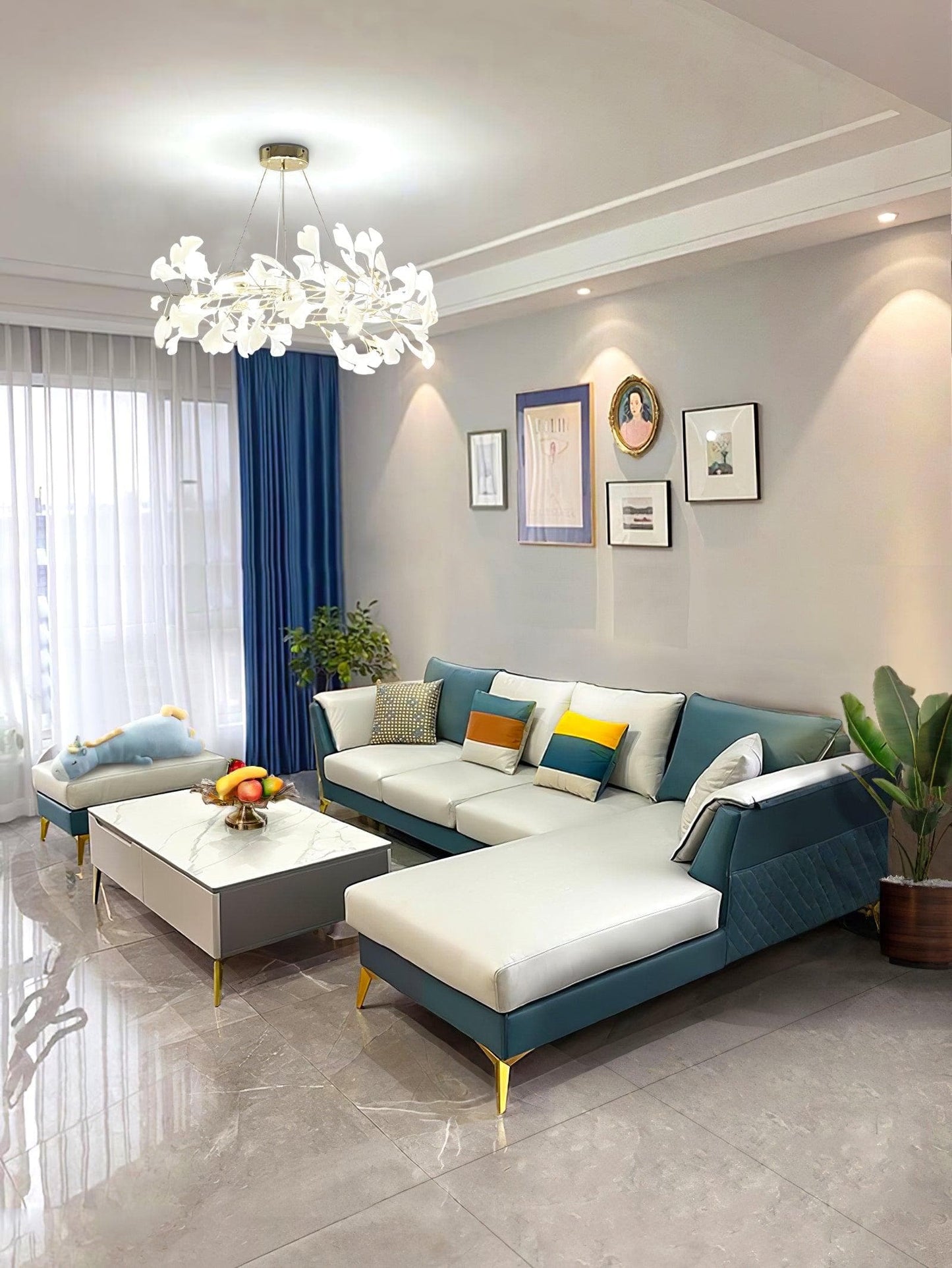 Gingko Chandelier O USE White and Gold