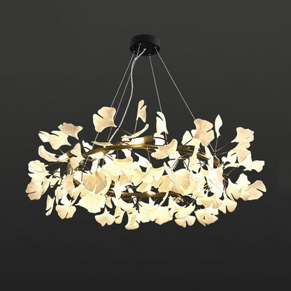 Gingko Chandelier O USE White and Gold