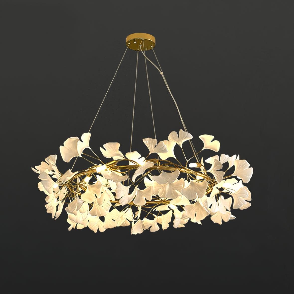 Gingko Chandelier O USE White and Gold