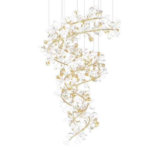 Gingko Chandelier Q USE White and Gold
