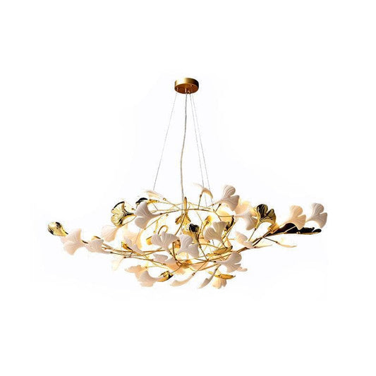 Gingko Chandelier S USE White and Gold
