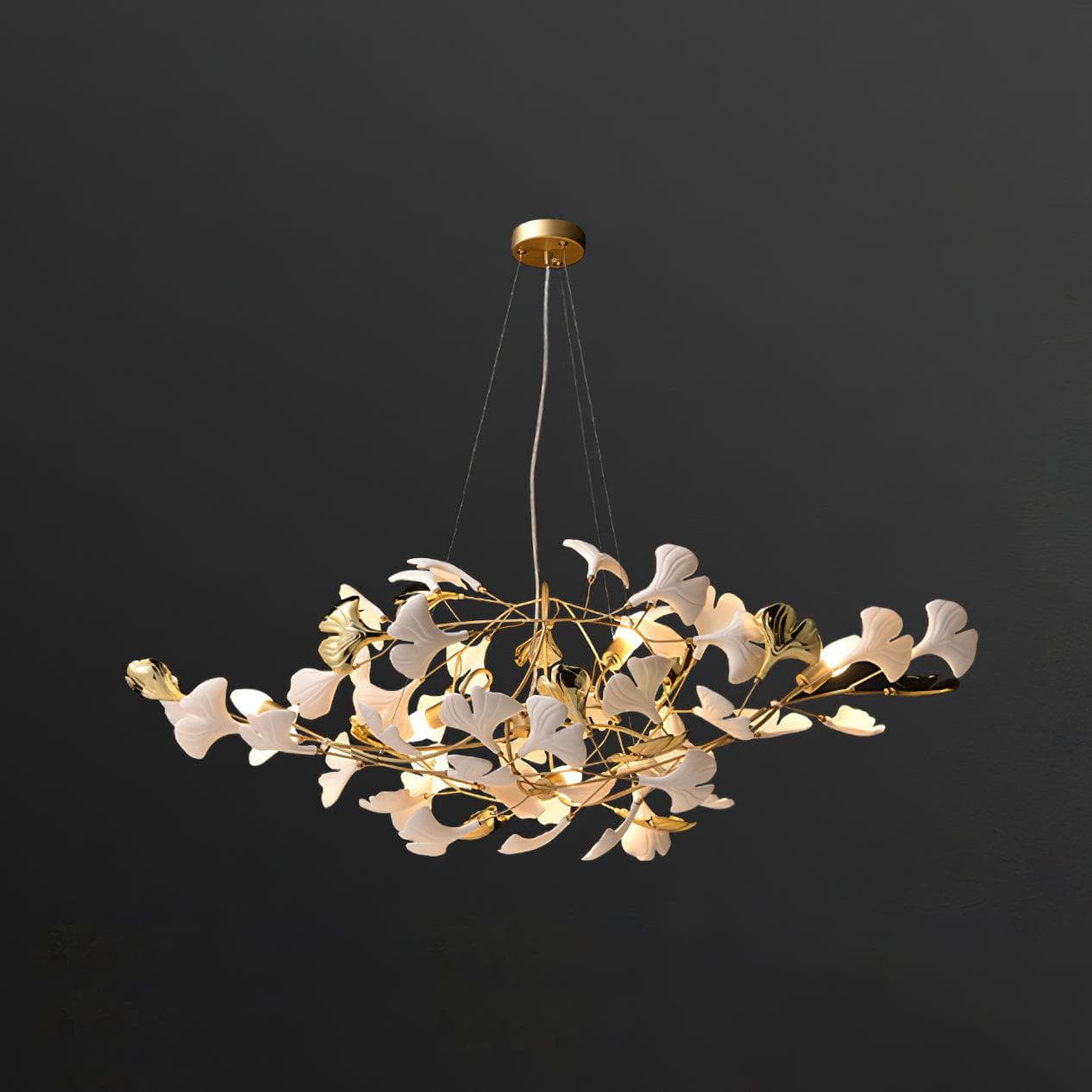 Gingko Chandelier S USE White and Gold